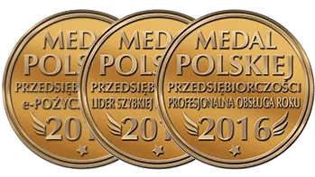 medal polskiej przedsiębiorczości - logo składające się z trzech złotych monet